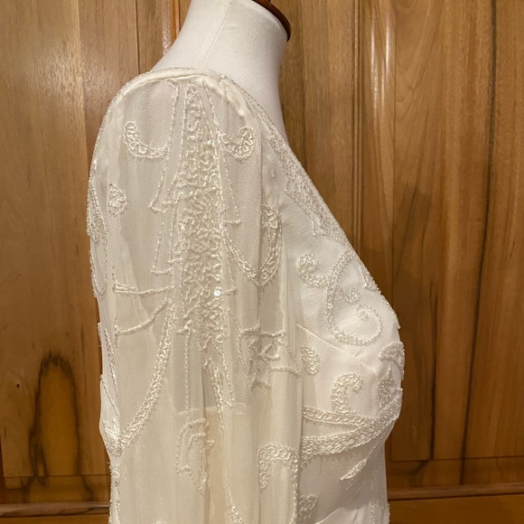 Cecily Brown Ivory Silk Full-Length Embroidered & Beaded Wedding/Formal Dress 14 - Picture 11 of 16